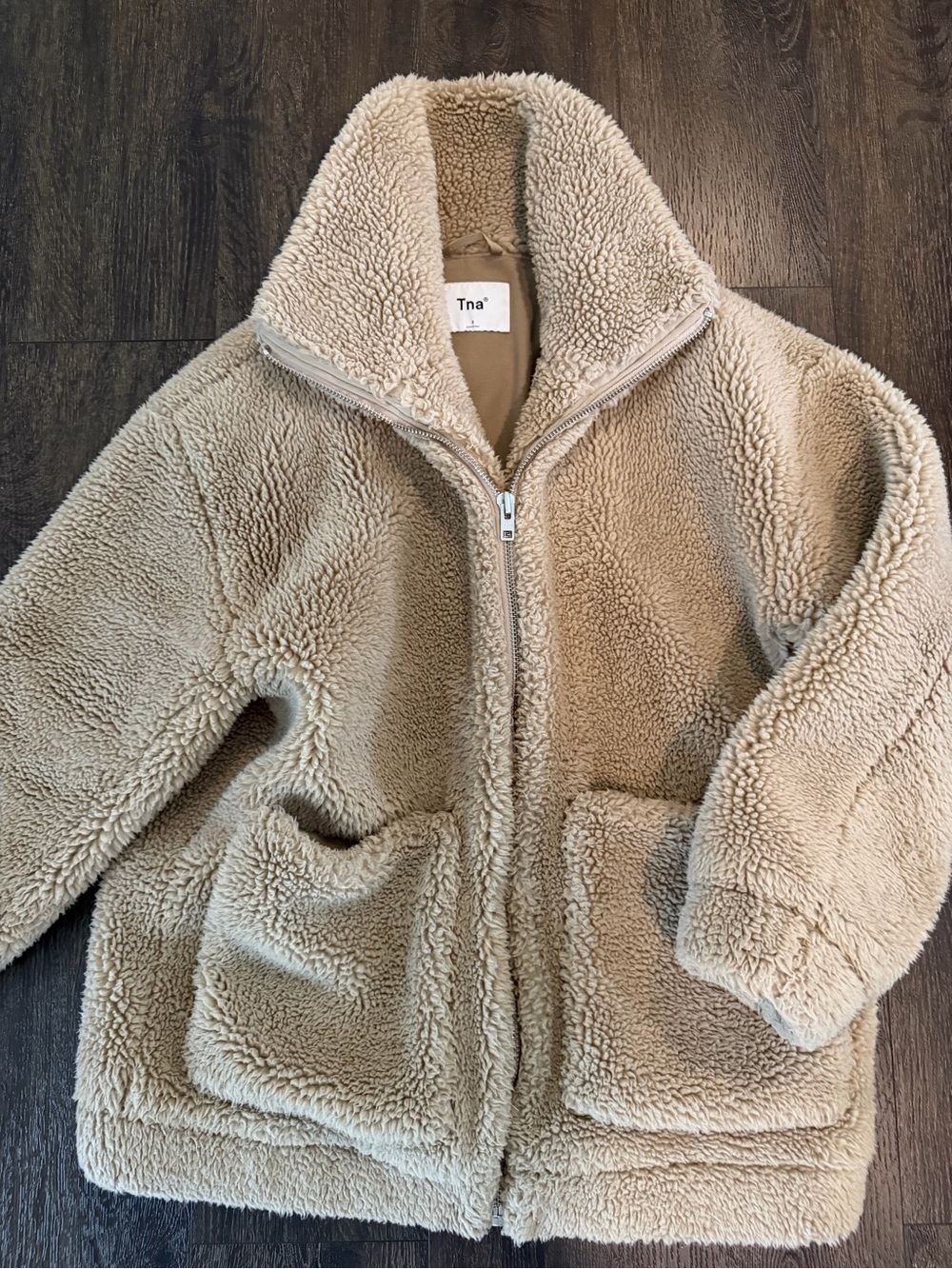 Aritzia Teddy Zip-Up Jacket in Cream